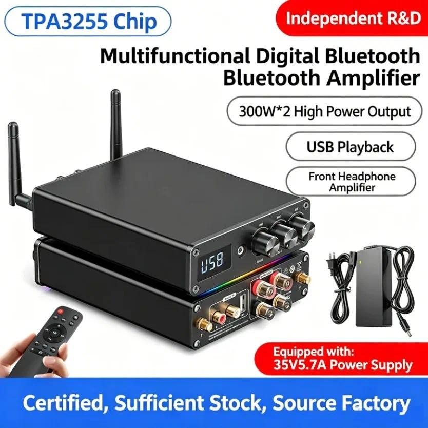 G12D Pro 2 Channel gital Amplifier Bluetooth 53 300W×2 HiFi Auo Amp Support USB Music Play RCA Input