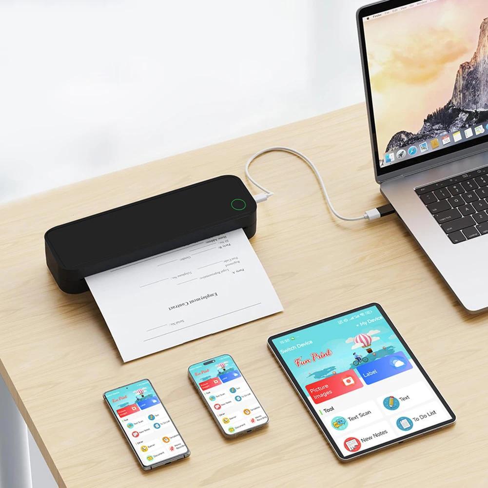 A4 Portable Thermal Printer Inkless BluetoothCompatible Thermal A4 Mobile Printer Wireless Portable 