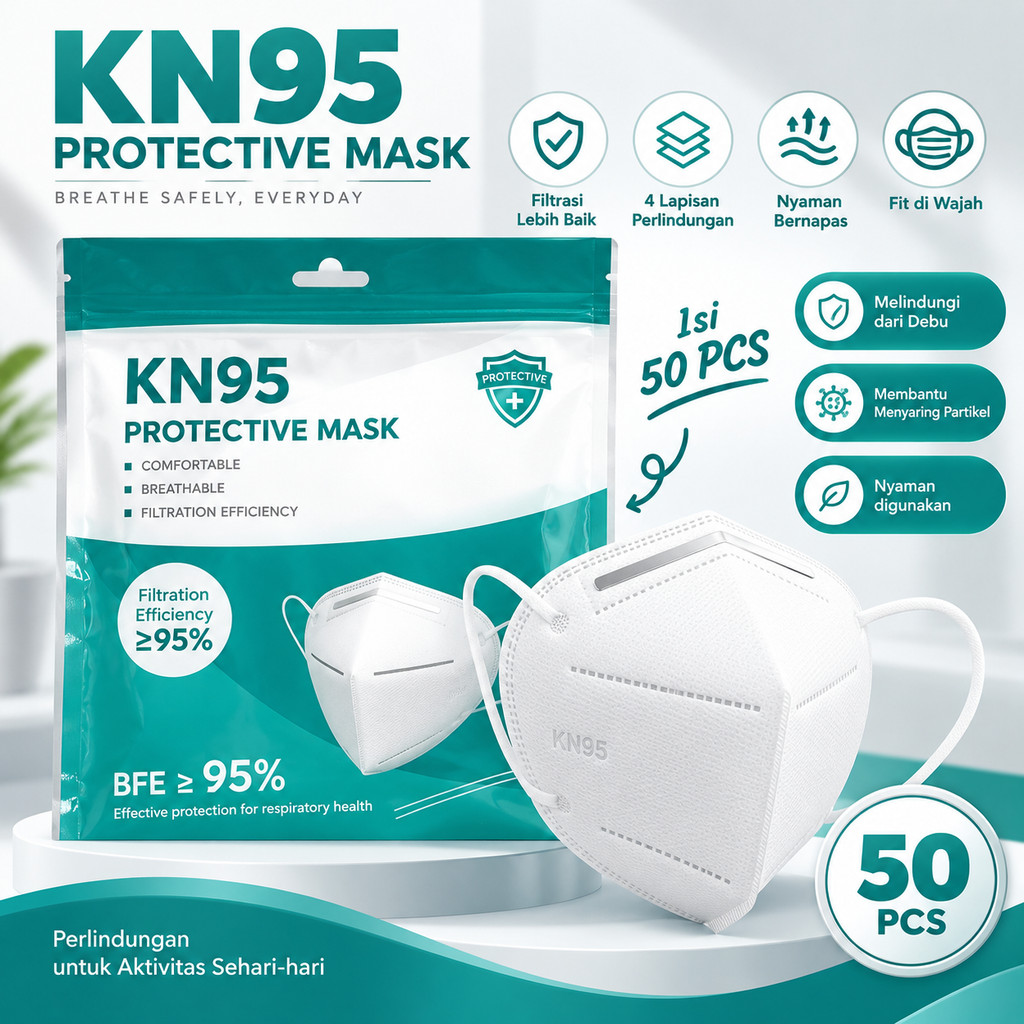 4 Ply Protective Mask KN95 isi 50 PCS