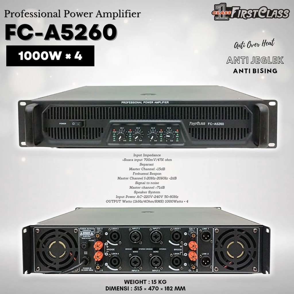 POWER AMPLI FIRSTCLASS FC-A5260 PROFESSIONAL POWER AMPLIFIER FCA5260 FC A5260 Firstclass 5260