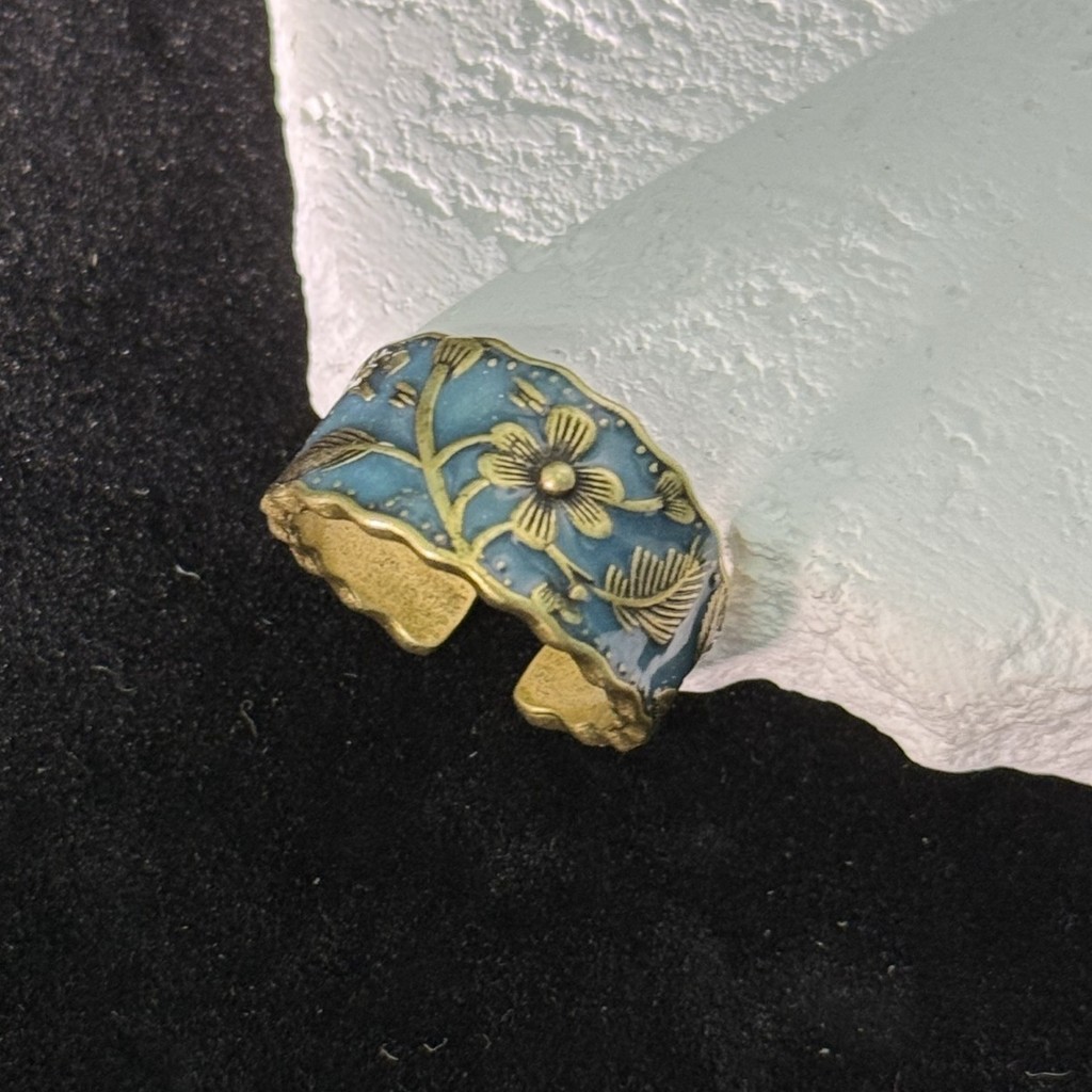 Cincin Tua Bunga Matahari Epoxy Vintage