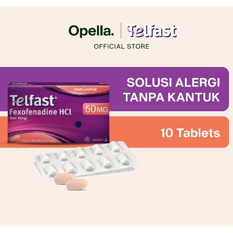 TELFAST 60MG 10 TABLET | OBAT ALERGI, TENGGOROKAN GATAL, MATA MERAH, RHINITIS