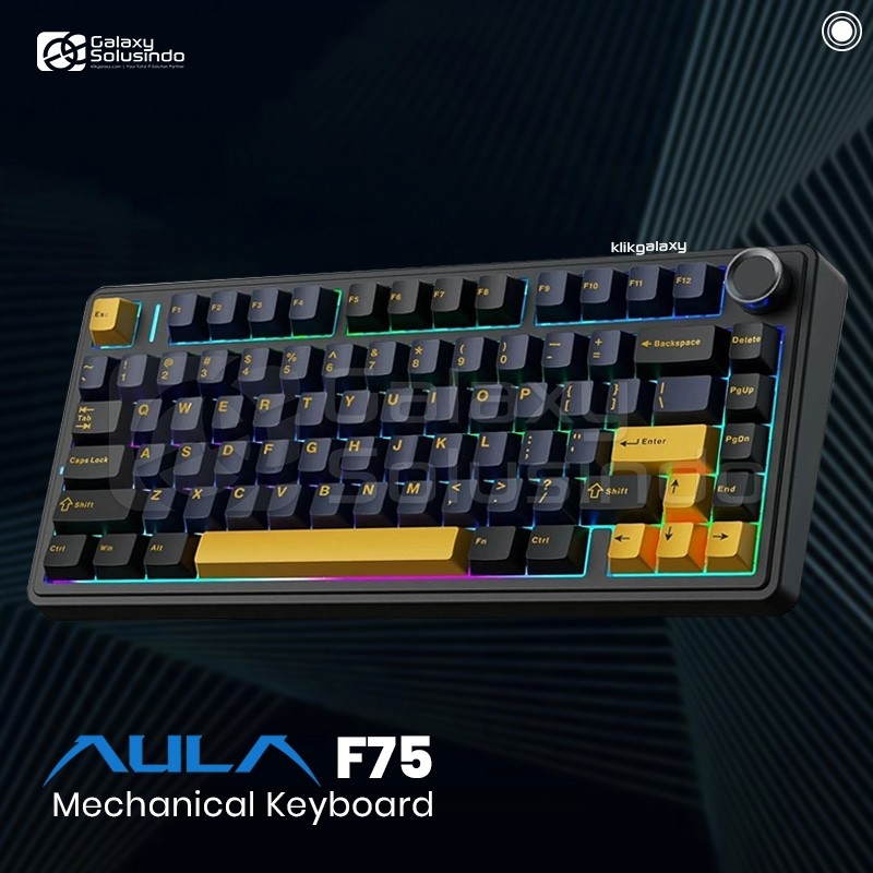 AULA F75 Thunder Black 75% Wireless Mechanical Keyboard - F-75 Reaper Switch - GM