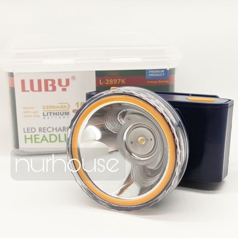 Luby Senter Kepala Headlamp L 2897 Original Luby Putih Kuning Baterai