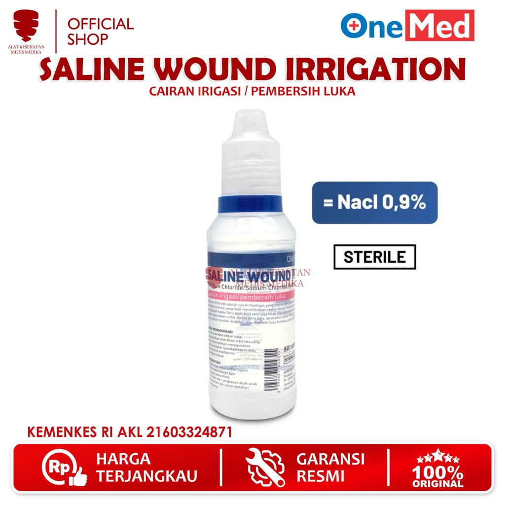 Saline Wound Irrigation Onemed 100ml 0.9% Cairan Basuh Cuci Pembersih Luka 100 ml Medis