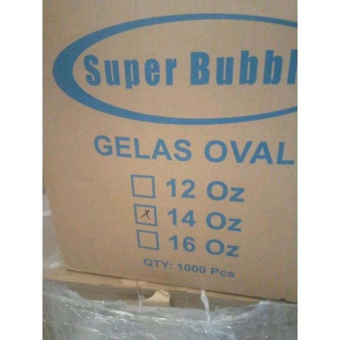 Ready Hp - Gelas Plastik Cup Sb 12 Oz/14 Oz/16 Oz 7Gr Oval Perkarton Isi 1000Pcs - Oval 14 SB. 1000