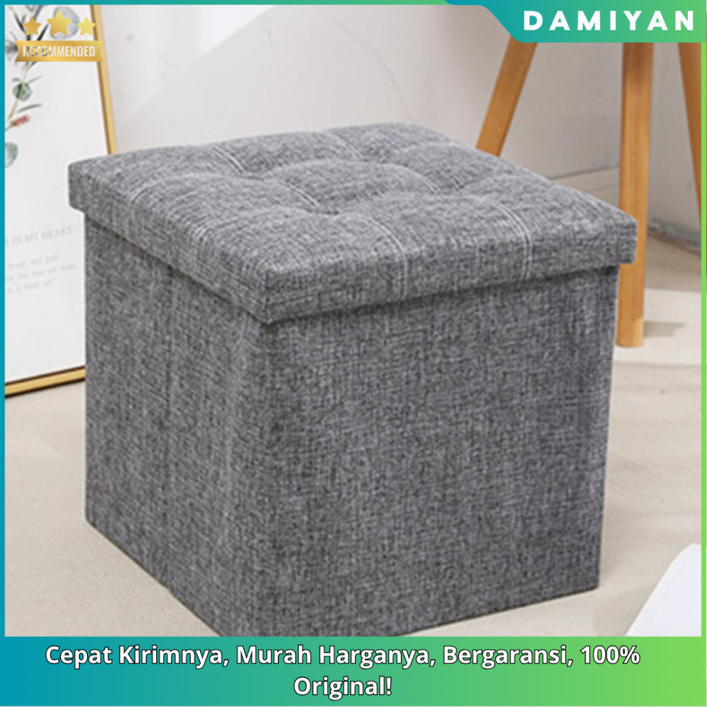 [DMY] Sofa Kotak Lipat Linen - Foldable Storage Ottoman Box - Tempat Penyimpanan Serbaguna