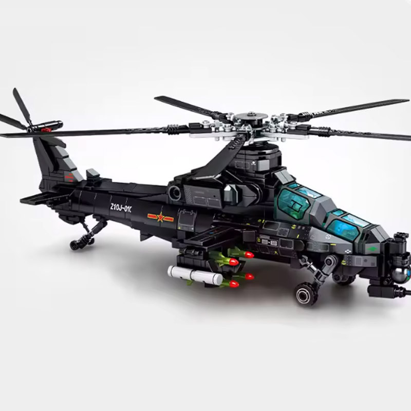 SEMBO 732PCS Military Helicopter Z-10 Model Building Blocks City SWAT Armed Aircraft Gunship Bricks 