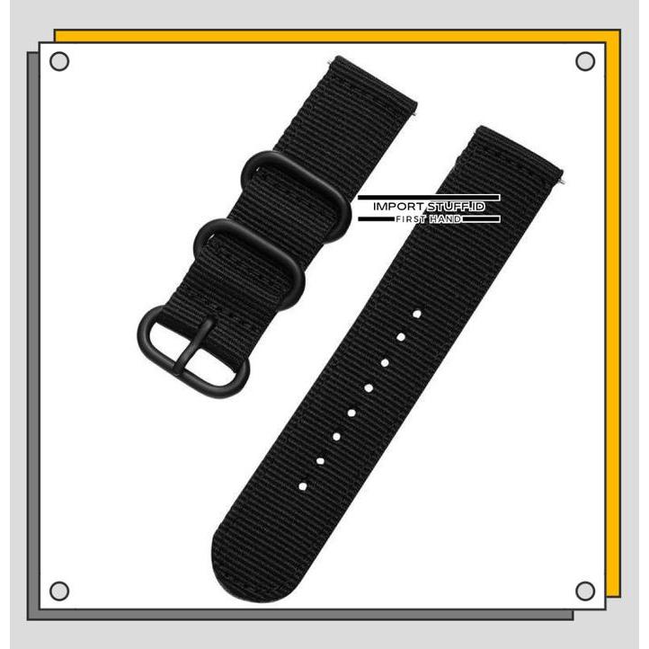 [PROMO] strap tali jam 18mm 24mm Universal Color kanvas Nylon Strap NATO - Hitam, 18mm