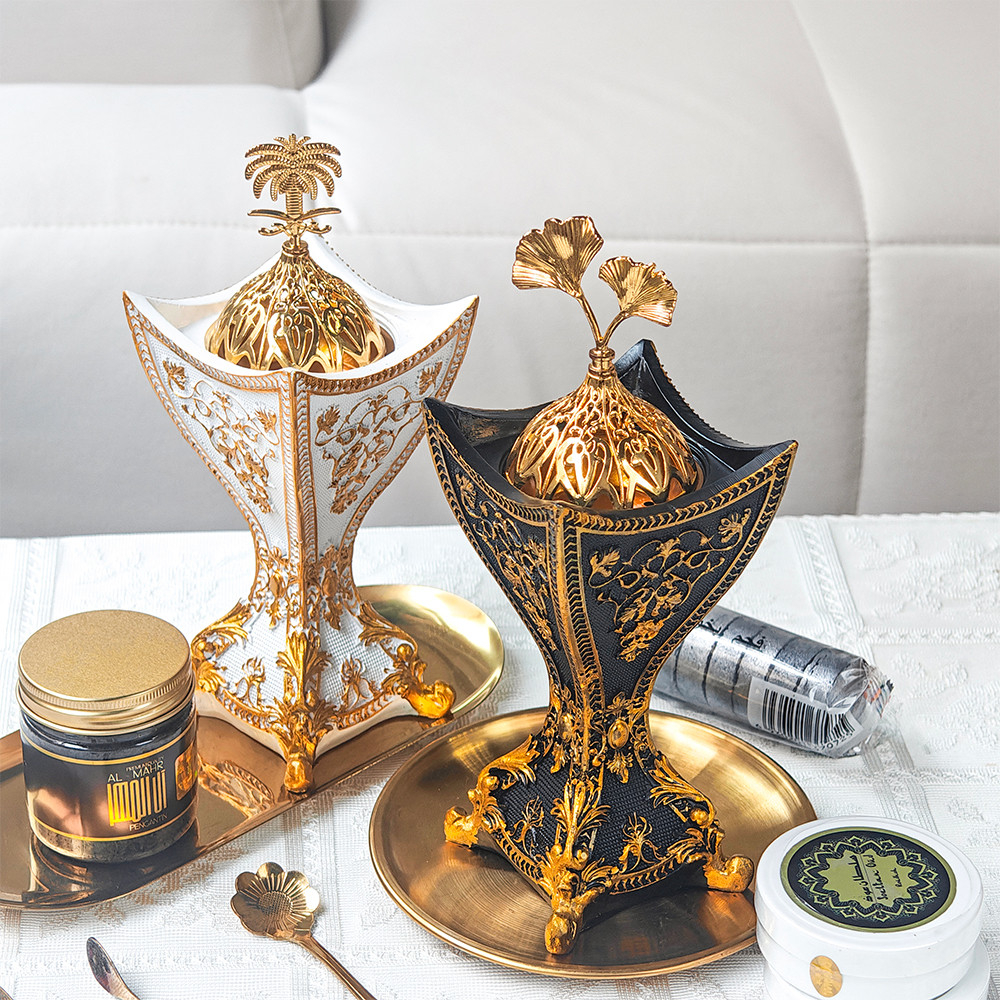 Tempat Bakar Dupa Arab Antik Resin Mewah Dupa Bakar Arab Dupa Bakar Vintage Detail untuk Hadiah Hias