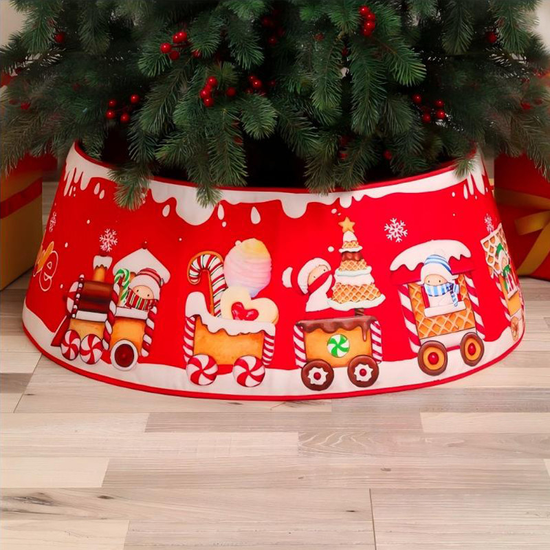 ristmas Tree Skirt Red Gold White Knitted Striped Tree Fence Merry ristmas Tree Skirt Collar Festiva