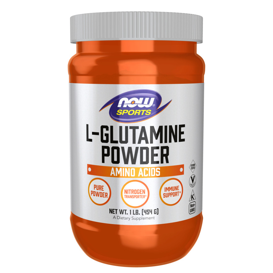 NOW Sports Nutrition, L-Glutamine Pure Powder, Nitrogen Transporter, Amino Acid, 1 lb 454 g