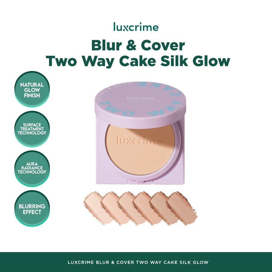 AG - Luxcrime Blur & Cover Two Way Cake Silk Glow Full Size [4.5g & 8.5g]/ Foundation Padat High Cov