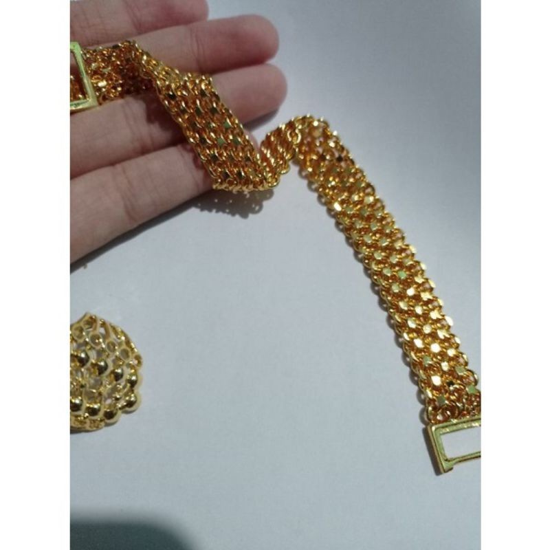 Perhiasan Gelang Rantai Tikar Besar Replika Lapis Emas24K