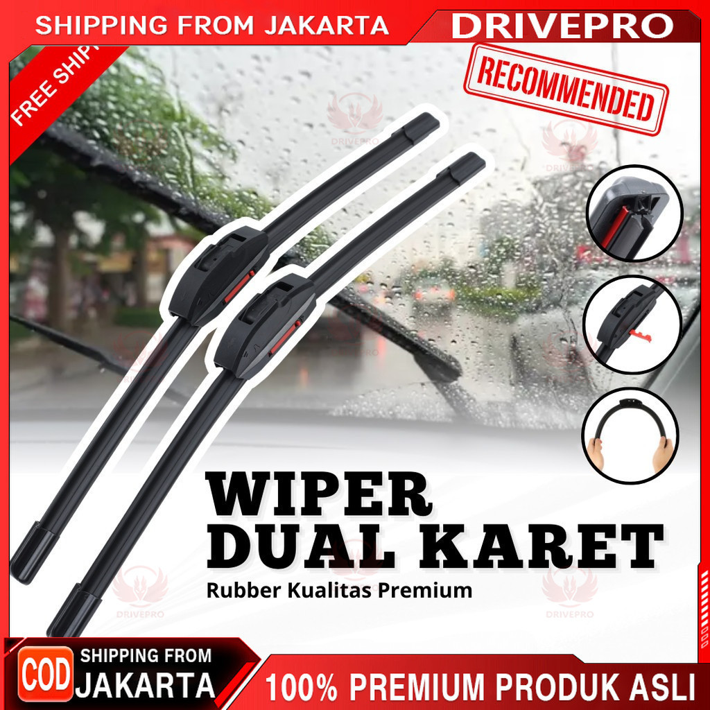 Wiper Frameless Dual Blade Wiper Mobil Dual Blade - Universal Semua Mobil - Wiper Frameless Dual Kar