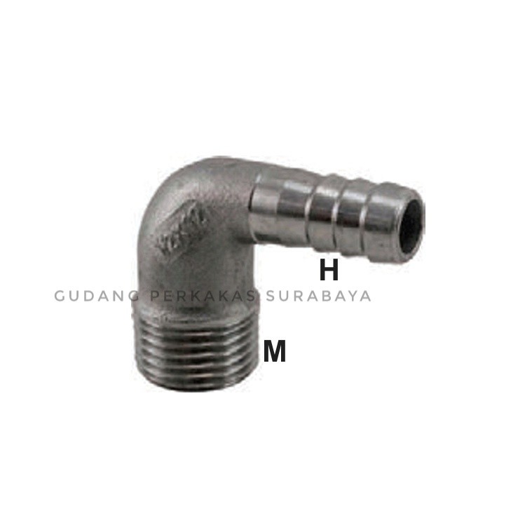 MALE HOSE ELBOW SUS304 NEPEL SELANG L TYPE KNEE PIPA SAMBUNGAN SELANG SAMBUNGAN PIPA DRAT LUAR x SEL