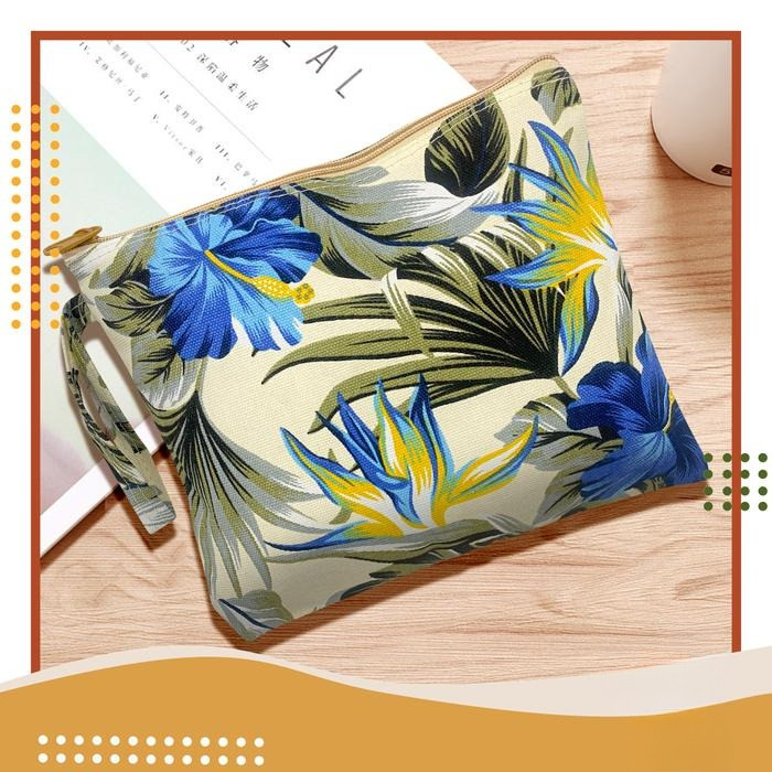 NA Tas Clutch Kanvas Wanita Downey Pouch Dompet Map Kain Besar Serbaguna