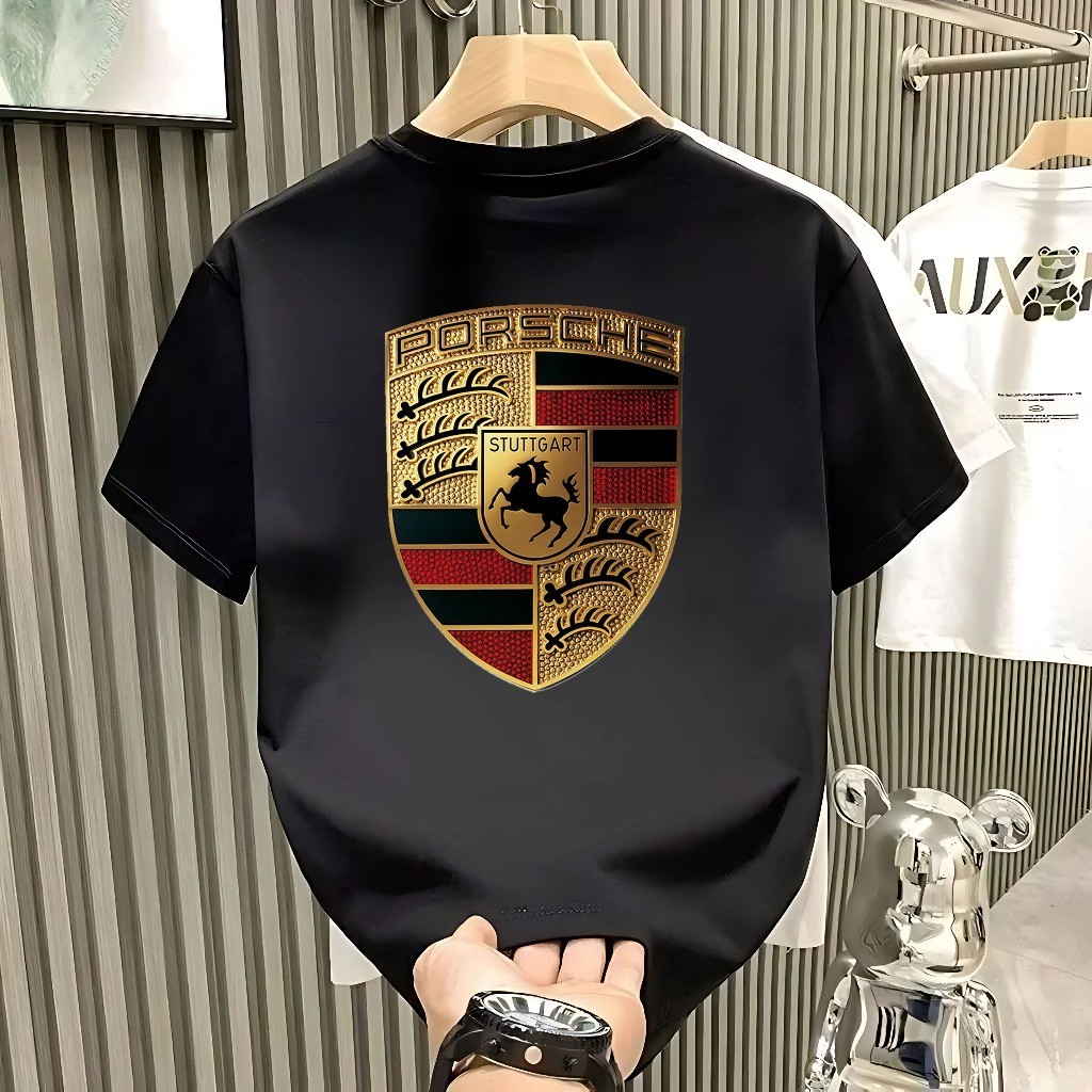 Kaos Pria Cotton 100% | Motif Porsche Import Original | Baju Cowok Premium Katun Kekinian