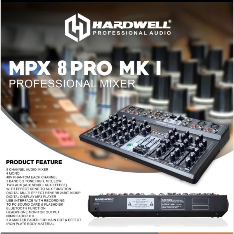 Mixer Audio 8 Channel Hardwell MPX 8 PRO MK I Bluetooth Original Mixer Soundcard