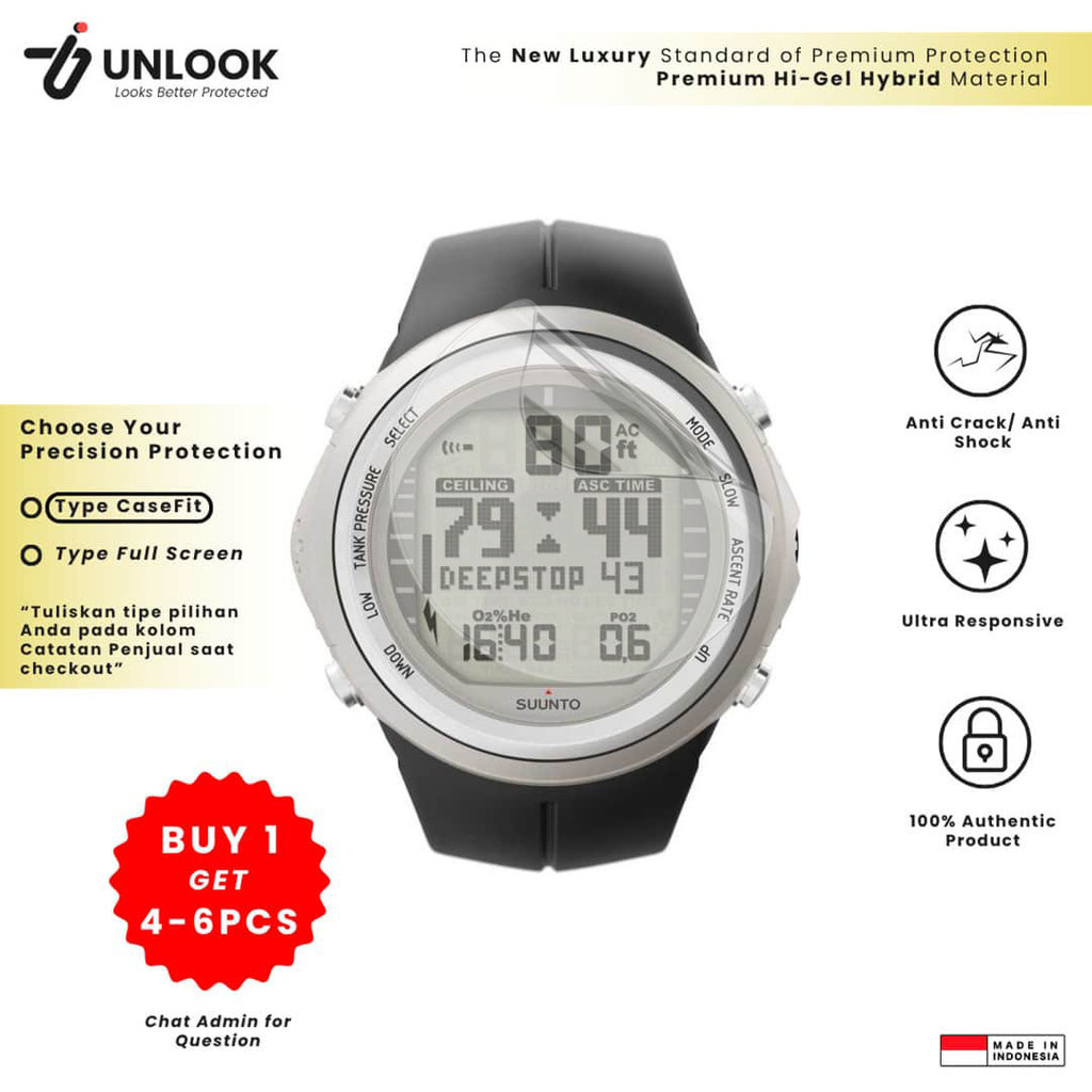 UNLOOK Hi-GEL HYBRID Hydrogel+ Film Protection for Suunto D9tx, D6i, D4i, Core ALU, Core, Ambit3 Ver