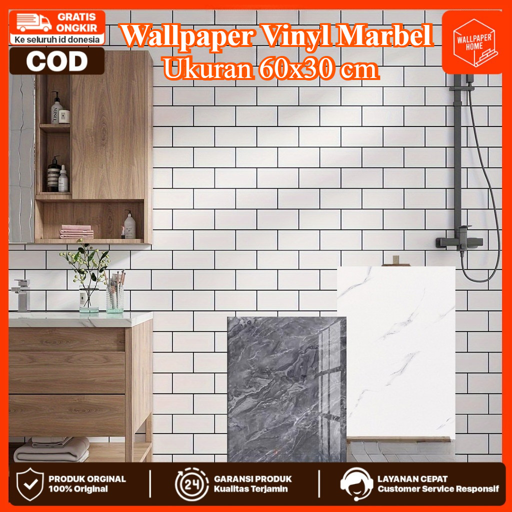 WALLPAPER HOME - Wallpaper Stiker Dinding Vinyl Marble / Wallpaper Marble Glossy Vinil Stiker Lantai