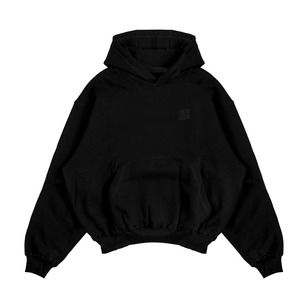 UH Hoodie Boxy Heavyweight Cotton - LOGO BLACK