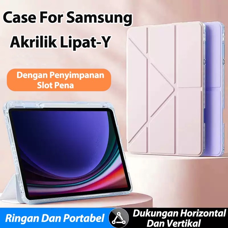 READY Casing Akrilik untuk Samsung Galaxy Tab A9/A9+ S6Lite Y Fold Smart Case / Case Samsung S7+/S8+