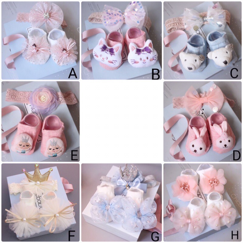 (BABY) Set bandana / kaos kaki bayi untuk kado lahiran /  newborn gift set ( SOC014 / SOC015 / SOC01