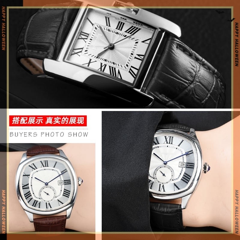 Tali Jam Kulit Sapi Asli Cocok Cartier Caliber Tank Tank London Santos Pria Wanita Aksesoris Penggan