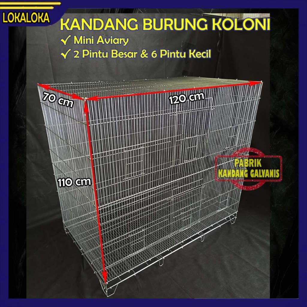 Kandang Burung Galvanis Mini Aviary 120x70x110 | Sangkar Aviari Kotak Besi Rakit Minimalis Jumbo