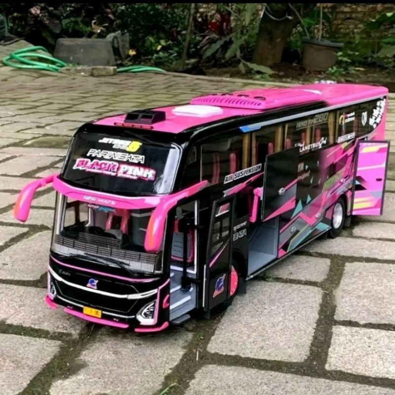 PROMO miniatur bus telolet basuri ful lampu black pink
