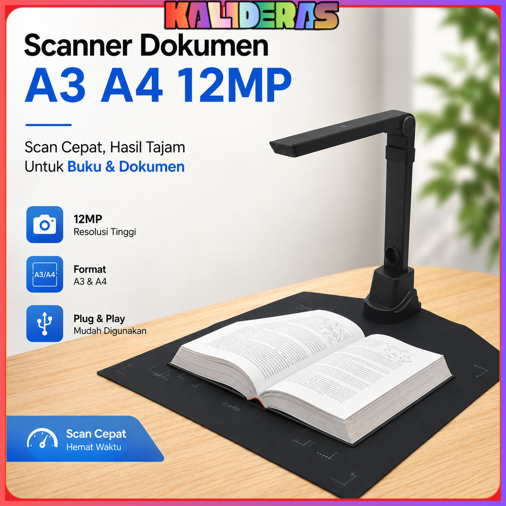 Scanner Dokumen Buku Overhead Portable Camera Scanner A3 A4 12MP - SD-2000