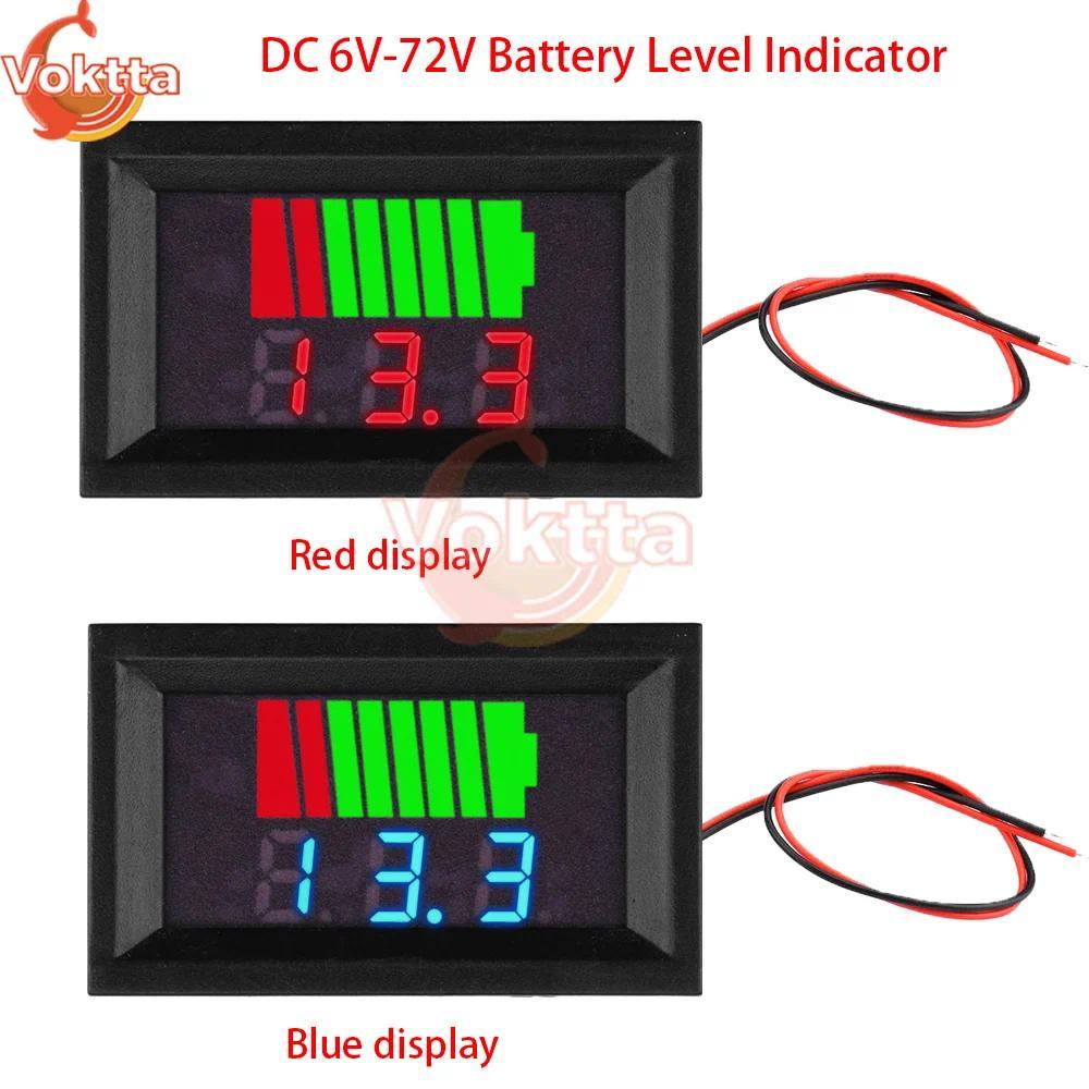DC 6V-72V Car Battery arge Level Incator 12V 24V 36V 48V 60V 72V LED splay Voltmeter Voltage Tester 
