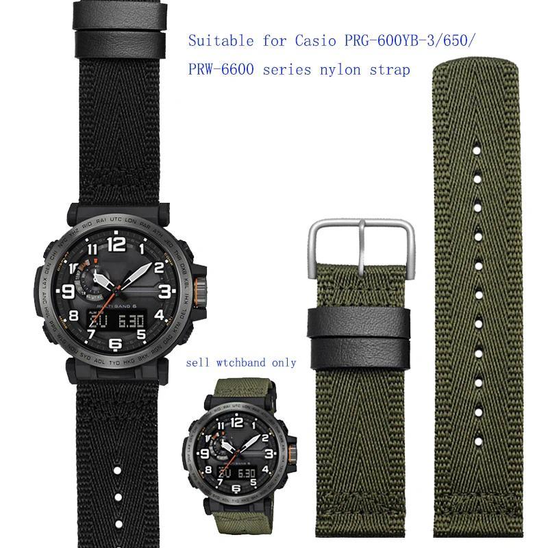 Breathable nylon watch strap For Casio PROTREK series PRG-650 PRG-600 PRW-6600 nylon canvas watch st