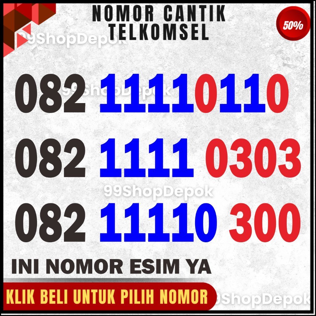 Nomor Cantik Simpati 11 DIGIT, TELKOMSEL 1111, Nomer Cantik Simpati 4g 5g Kartu Perdana 0110 0303