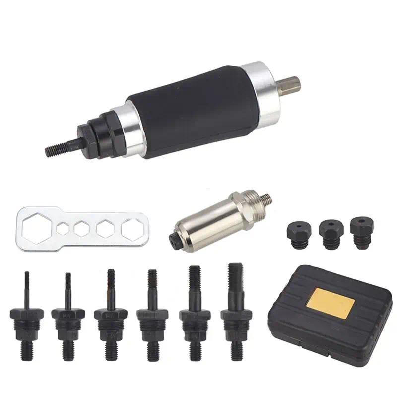Electric Adapter Riveting Tool Electric Drill Adapter Rivet Including 6 Rivet Nut Mandrels And 3 Riv