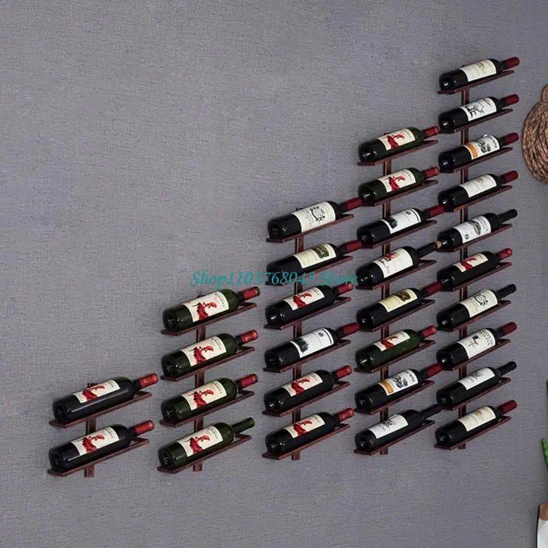 R53F Hanging Wine Rack Mount Metal Wine Hanger Shelf Wine Rack Black Holder Rack Wine