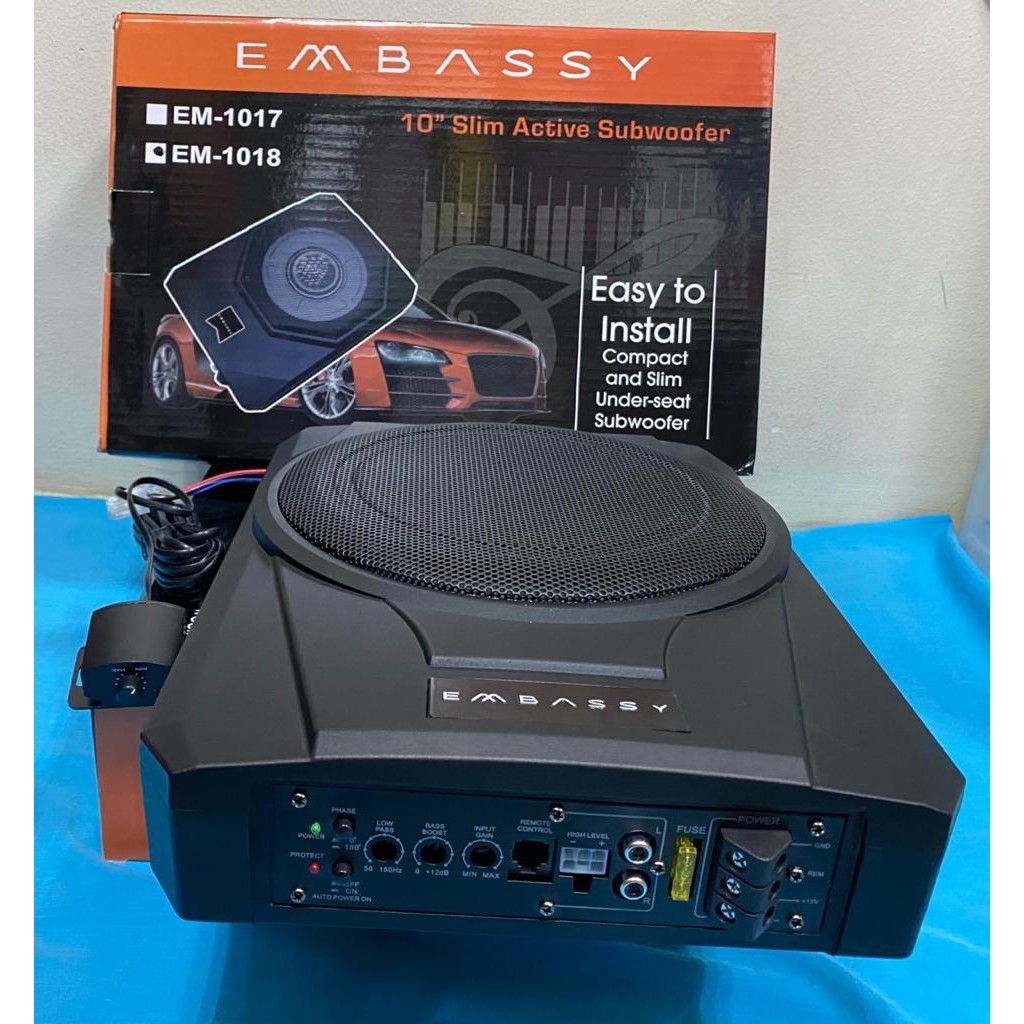 Subwoofer kolong embassy em-1018 10'' subwoofer aktif embassy em-1018