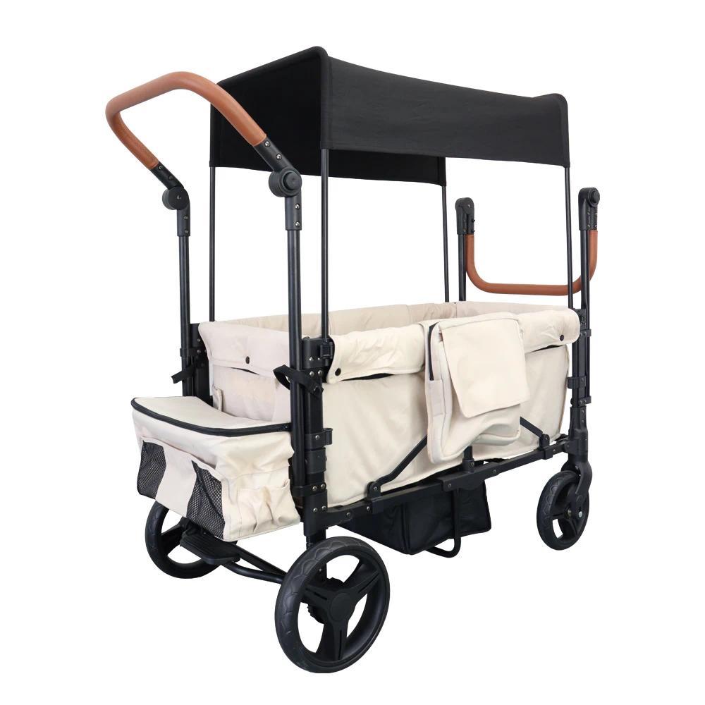 Baby Stroller Wagon Stroller for 2 Kids Collapsible Folding Outdoor Utility Wagon with Removable Can