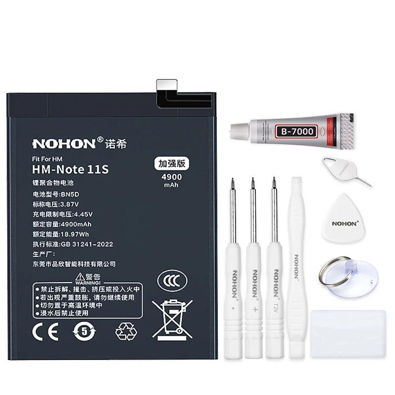 NOHON BN5D BN53 BN55 BN57 BM58 BM4J Battery For Xiaomi Redmi Note 11S 9 10 11 11E 12 9T 11T POCO X3 