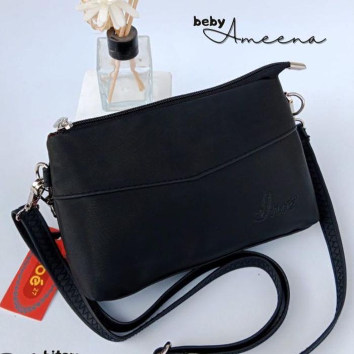Terlariscod tas slempang wanita beby amena by inoe Selempang Kulit Slingbag - hitamtbk