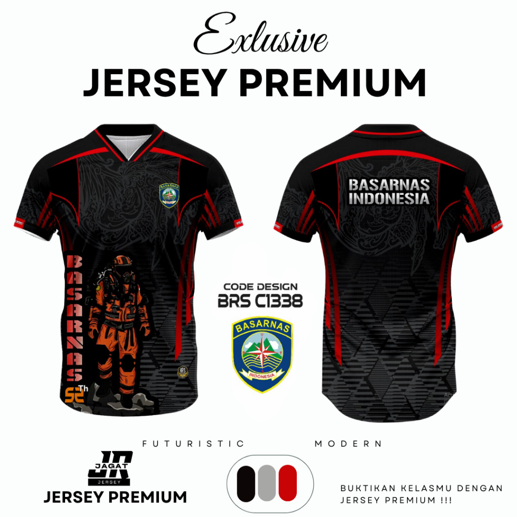 KAOS JERSEY BASARNAS / TIMSAR / RELAWAN BAHAN PREMIUM FULL PRINTING FREE CUSTOM BISA SATUANXS-5XL
