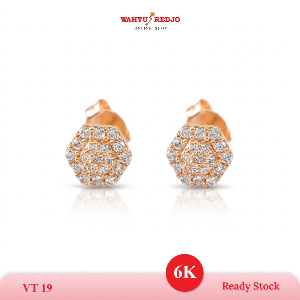 WAHYU REDJO - ANTING EMAS 6K  MODEL TUSUK MATA SEGI6 SIMPLE & TIMELESS (NON PMR)