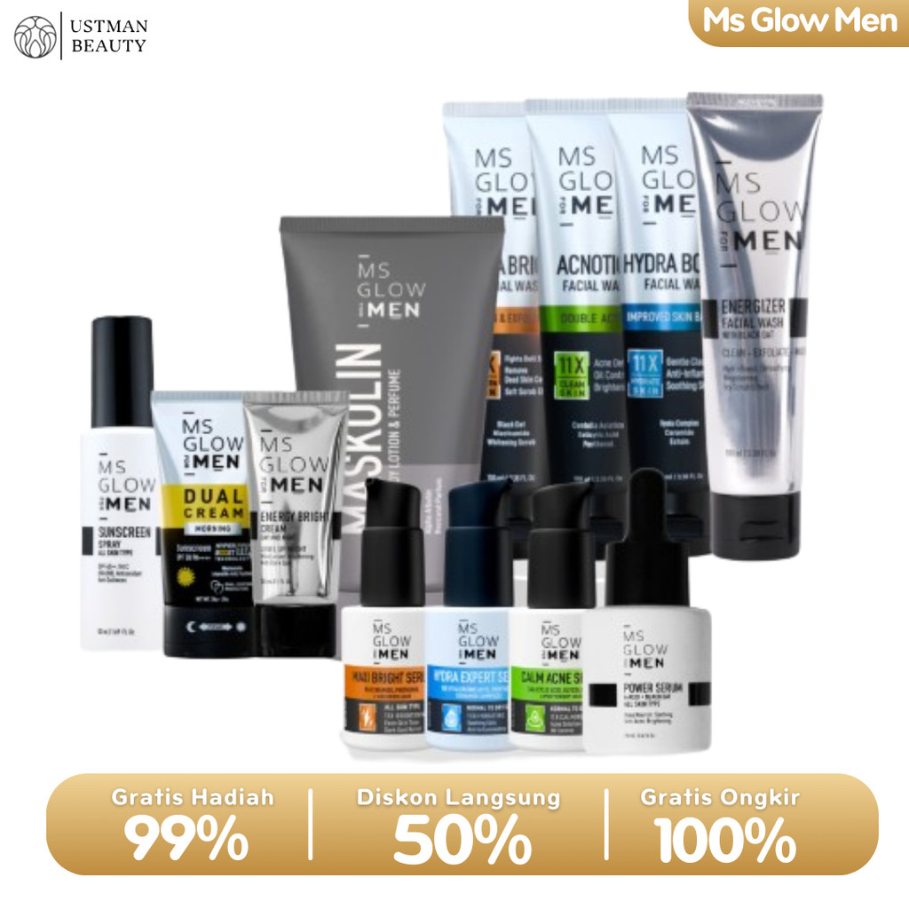 MS GLOW FOR MEN Skincare Wajah Pria dan Cowok Glowing Skincare Jerawat Anti Darkspot New Series Offi