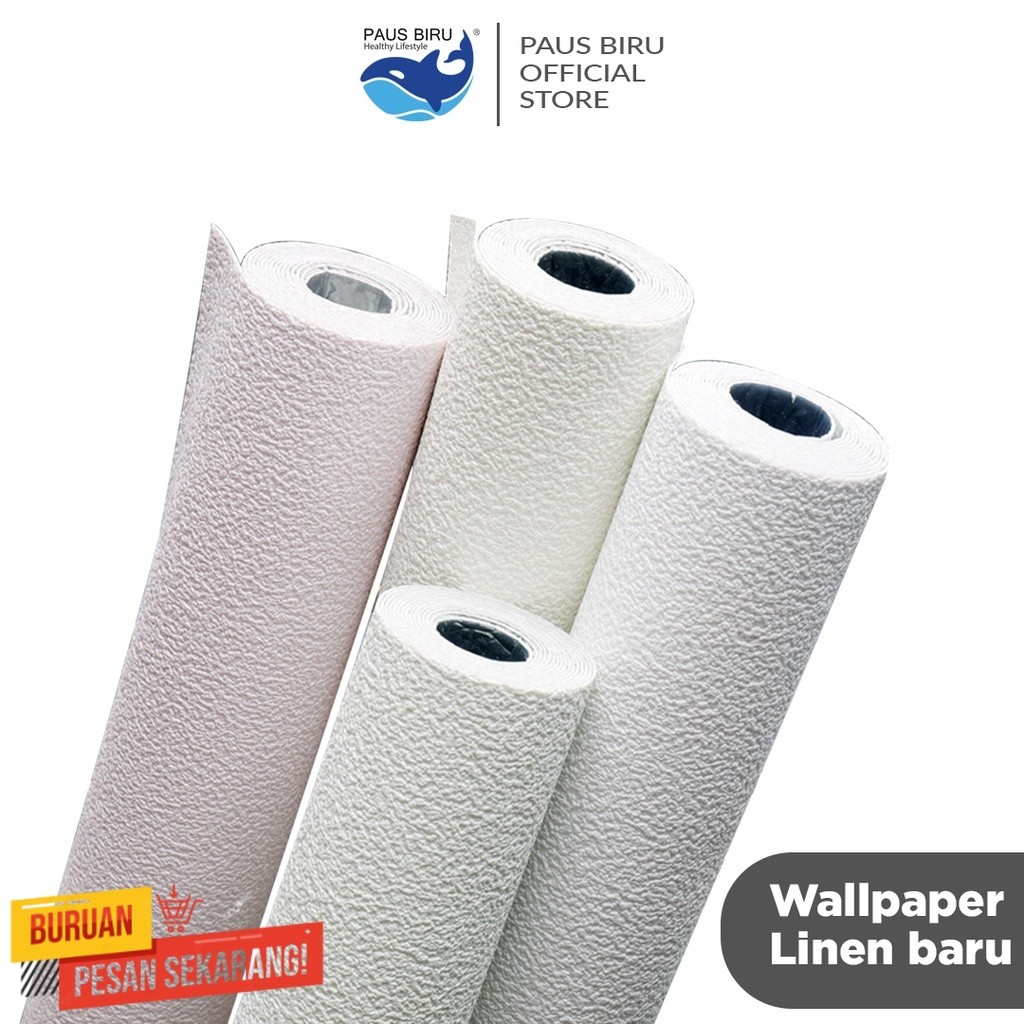 Paus Biru - Wallpaper Dinding Linen Roll Wallpaper foam Dekorasi Kamar wallpaper coral A12