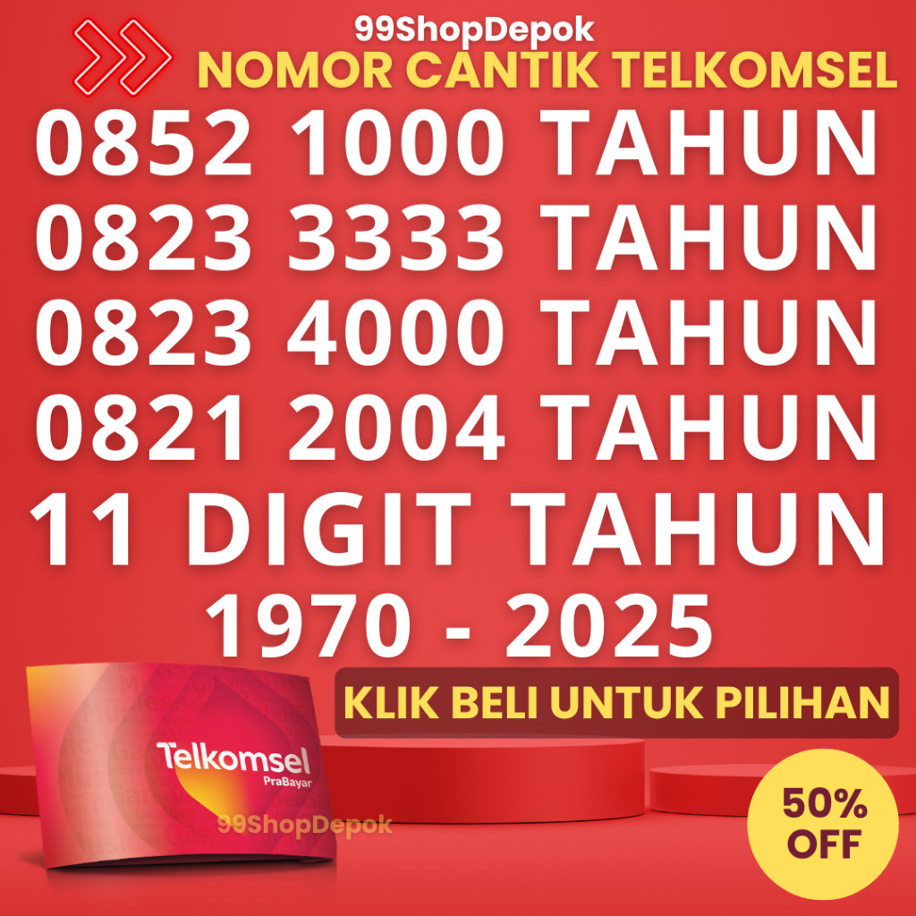 Kartu Perdana Nomor Cantik Telkomsel Simpati TAHUN P5 3333 4000 1000 SIMPATI 11 DIGIT TAHUN LAHIR