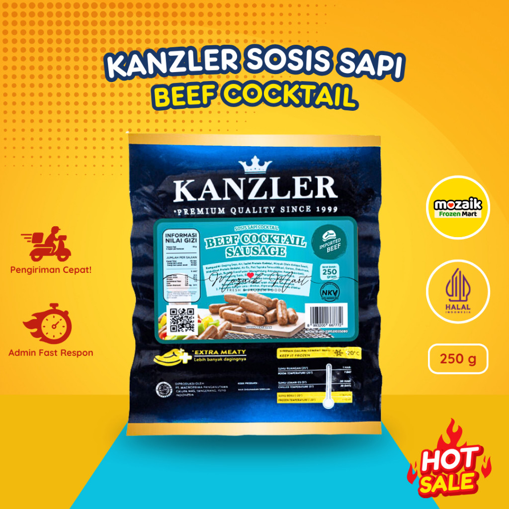 

Kanzler Sosis Sapi Beef Cocktail Frozen Mart Frozen Food Palembang 250 gr