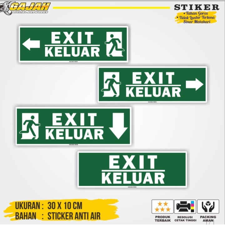 Stiker Jalur Evakuasi Exit Sign