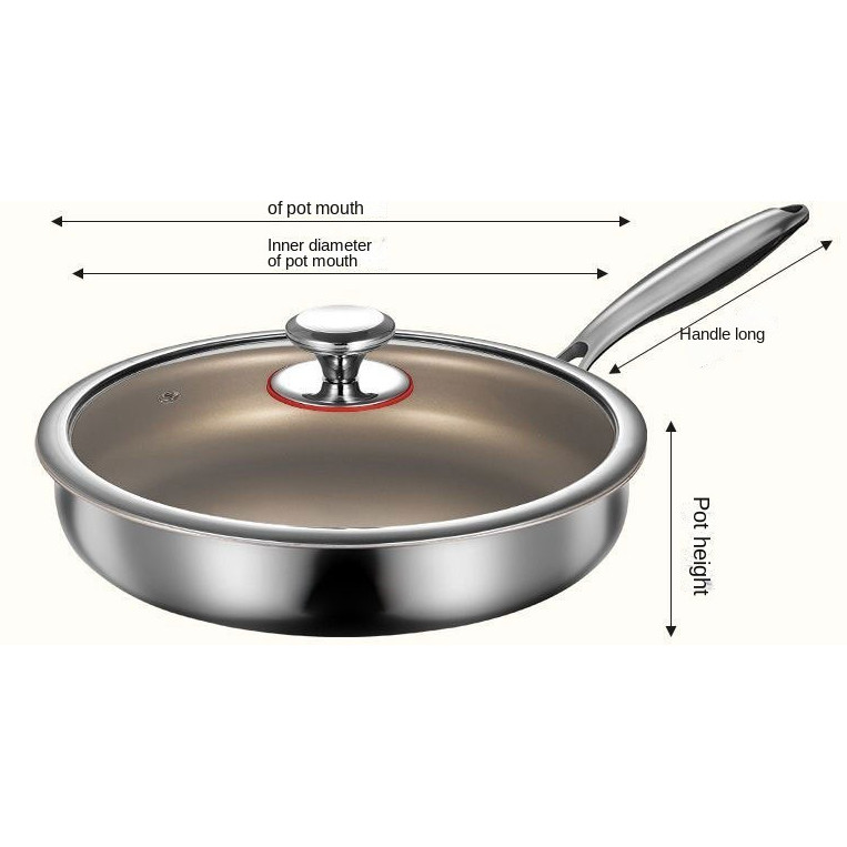 Titanium uncoated pan non-stick frying pan household frying pan steak frying pan induction cooker ga