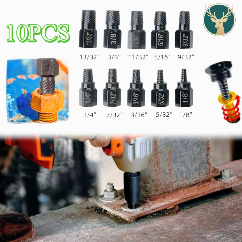 10pcs/Set Screw Extractor Set/Pembuka Baut Hexagon/Pembuka Baut Rusak Patah Multifungsi / Screw Extr